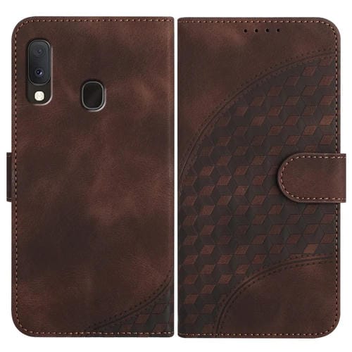 Funda para Samsung Galaxy A20E / A10E Yx0060 Cuero Relieve Cabeza de Elefante con Cordón (Café)