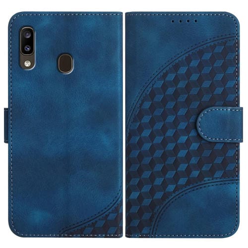 Funda de Cuero Samsung Galaxy A20 A30 Yx0060 con Relieve y Cabeza de Elefante con Cordón (Azul Real)