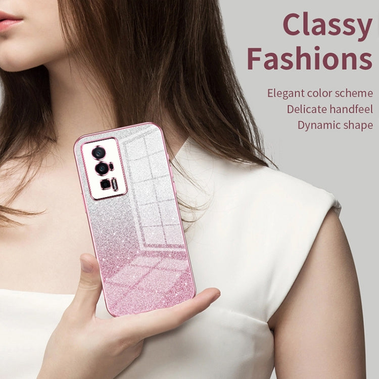 Funda para Xiaomi Civi 5 Pro con purpurina degradada en polvo galvanizado (verde)
