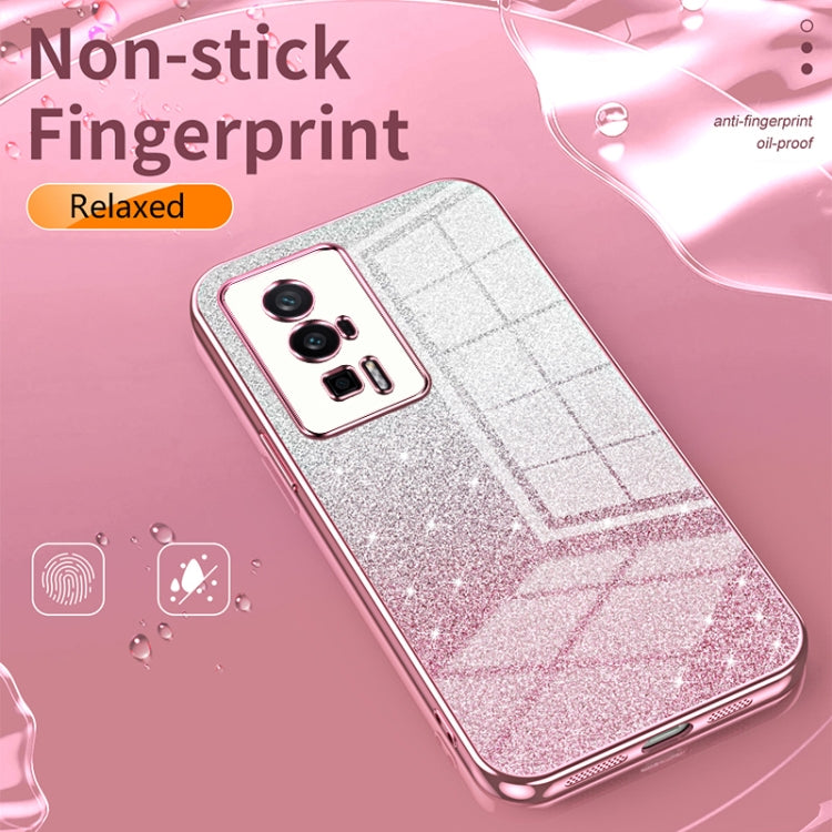 Funda para Xiaomi Civi 5 Pro con purpurina en polvo degradado y galvanizada (rosa)