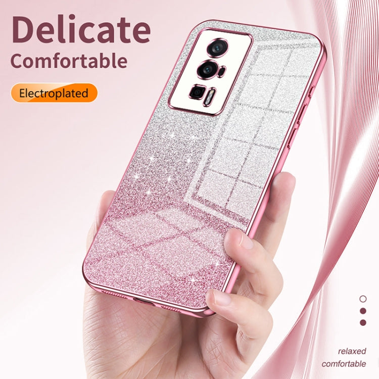 Funda para Xiaomi Civi 5 Pro con purpurina degradada en polvo galvanizado (verde)