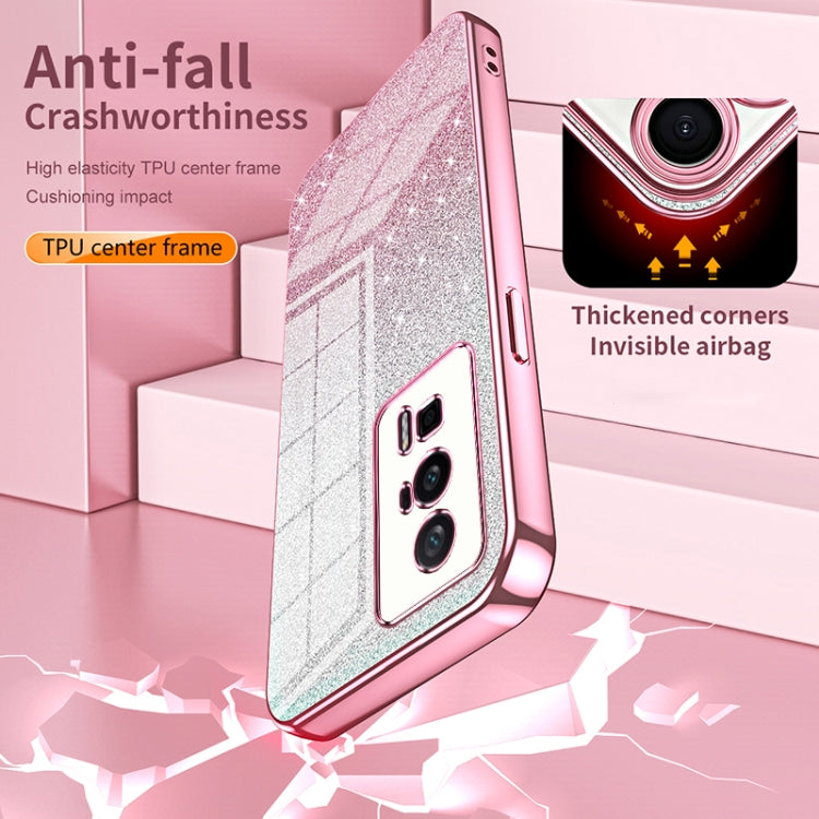 Funda para Xiaomi Civi 5 Pro con purpurina en polvo degradado y galvanizada (rosa)