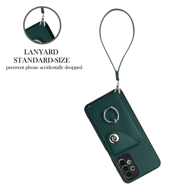 Bolsa para Tarjeta Samsung Galaxy A13 4G Funda con Soporte para Anillo y Cordón (Verde)