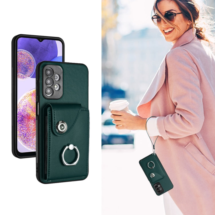 Bolsa para Tarjeta Samsung Galaxy A13 4G Funda con Soporte para Anillo y Cordón (Verde)