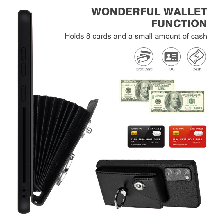 Bolsa para Tarjeta Samsung Galaxy S20 FE Funda Teléfono Soporte Anillo Cordón (Negro)