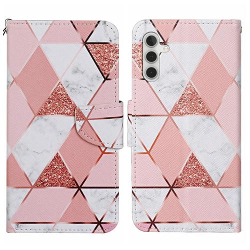 Funda de Cuero Samsung Galaxy A15 con Patrón de Dibujo de Colores (Mármol)