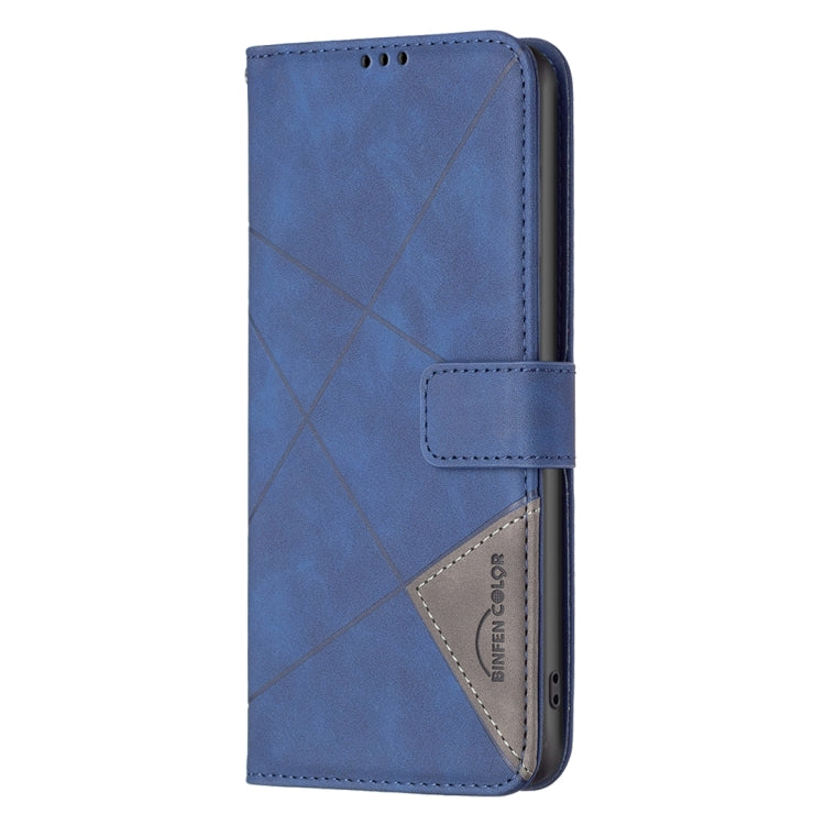 Funda de Cuero con Textura de Rombos y Hebilla Magnética para OnePlus 13 Bf05 (Azul)