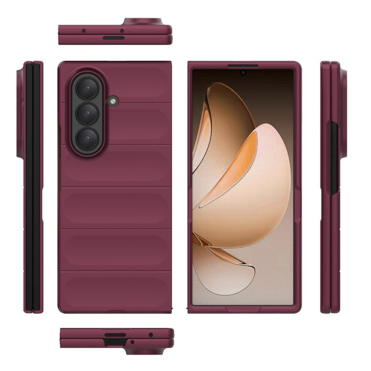 Funda plegable de PC a prueba de golpes para Samsung Galaxy Z Fold7 5G Magic Shield (rojo vino)
