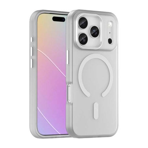 Funda MagSafe translúcida de TPU + PC con cobertura total para iPhone 17 Pro (blanca)
