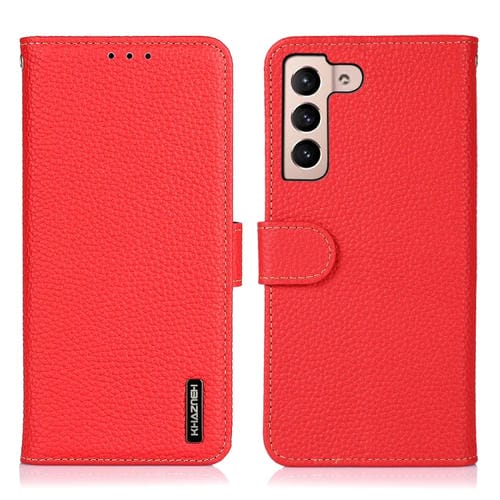 Funda para Teléfono Samsung Galaxy A35 5G Khazneh Litchi Cuero Genuino (Rojo)