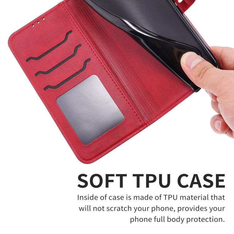 Funda de Cuero con Tapa para Sony Xperia 5 Vi Diseño Gato Feliz en Relieve (Rojo)