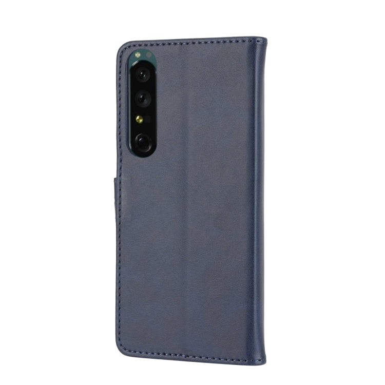 Funda de Cuero con Tapa para Sony Xperia 5 Vi Diseño Gato En Relieve (Azul)