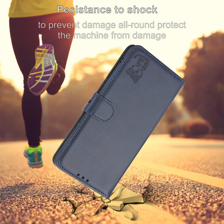 Funda de Cuero con Tapa para Sony Xperia 5 Vi Diseño Gato En Relieve (Azul)