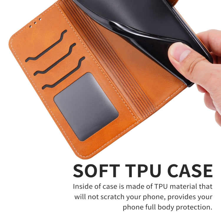 Funda de Cuero para Sony Xperia 5 Vi con Tapa y Diseño de Gato Feliz en Relieve (Amarilla)