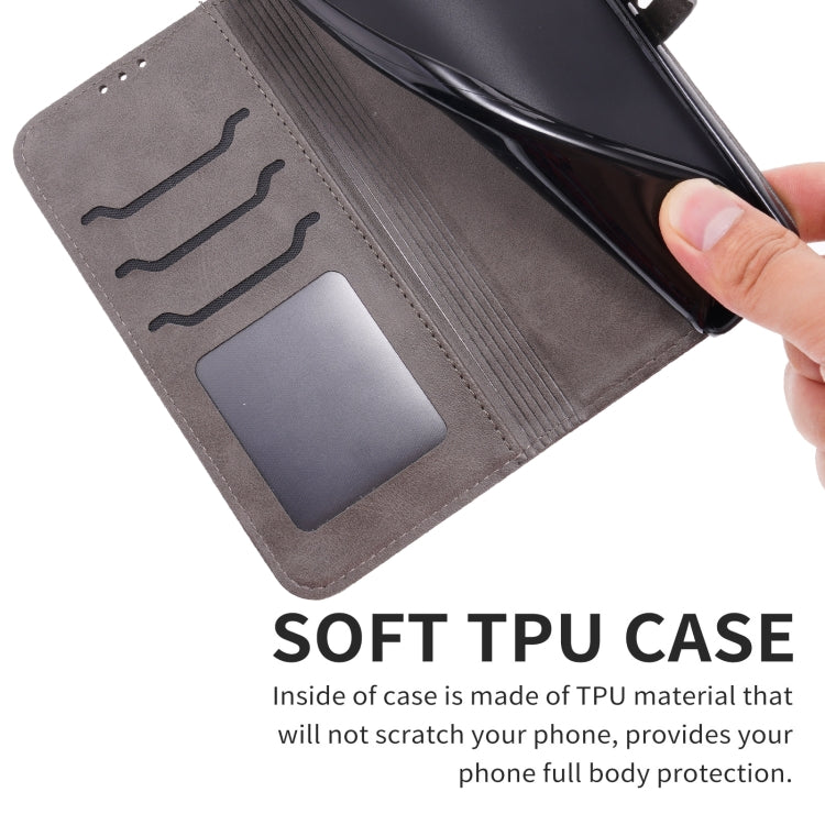 Funda de Cuero con Tapa para Sony Xperia 5 Vi Diseño de Gato En Relieve (Gris)