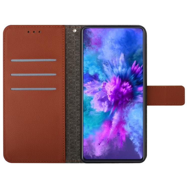Funda de Cuero con Textura de Cuadrícula Rómbica para OnePlus 13 (Marrón)