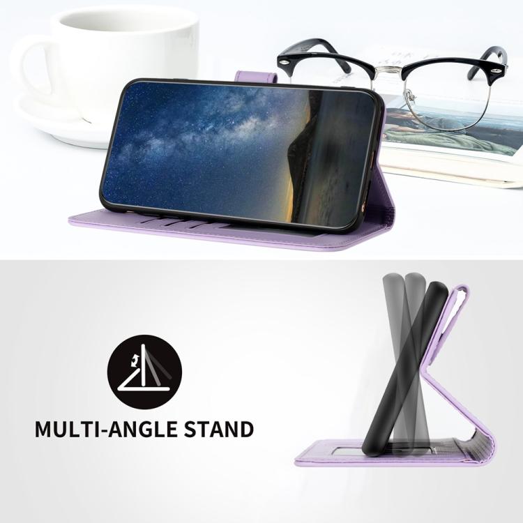Funda de Cuero con Tapa para Huawei P50 Diseño Flor de Datura en Relieve (Morado)