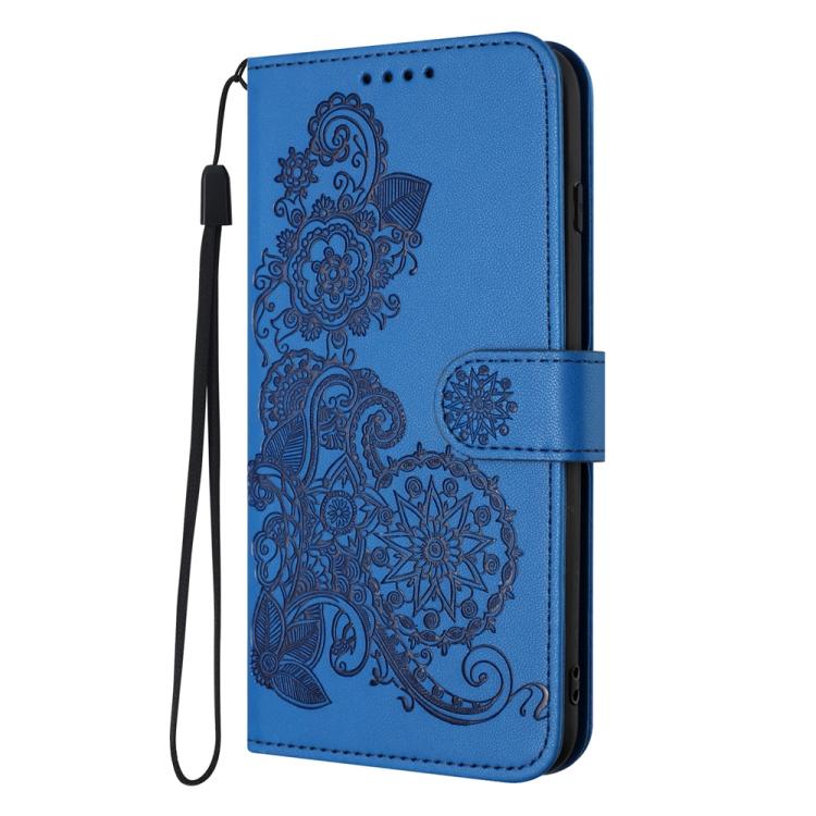 Funda de Cuero con Tapa para Huawei P50 Pro Diseño Flor de Datura (Azul)