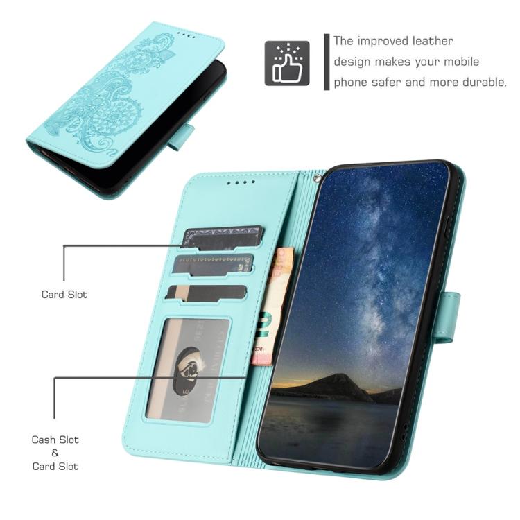 Funda de Cuero con Tapa con Relieve Flor de Datura para Huawei Enjoy 20 Se 4G (Azul Claro)