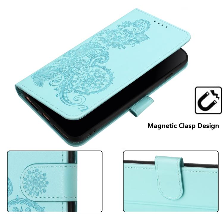 Funda de Cuero con Tapa con Relieve Flor de Datura para Huawei Enjoy 20 Se 4G (Azul Claro)