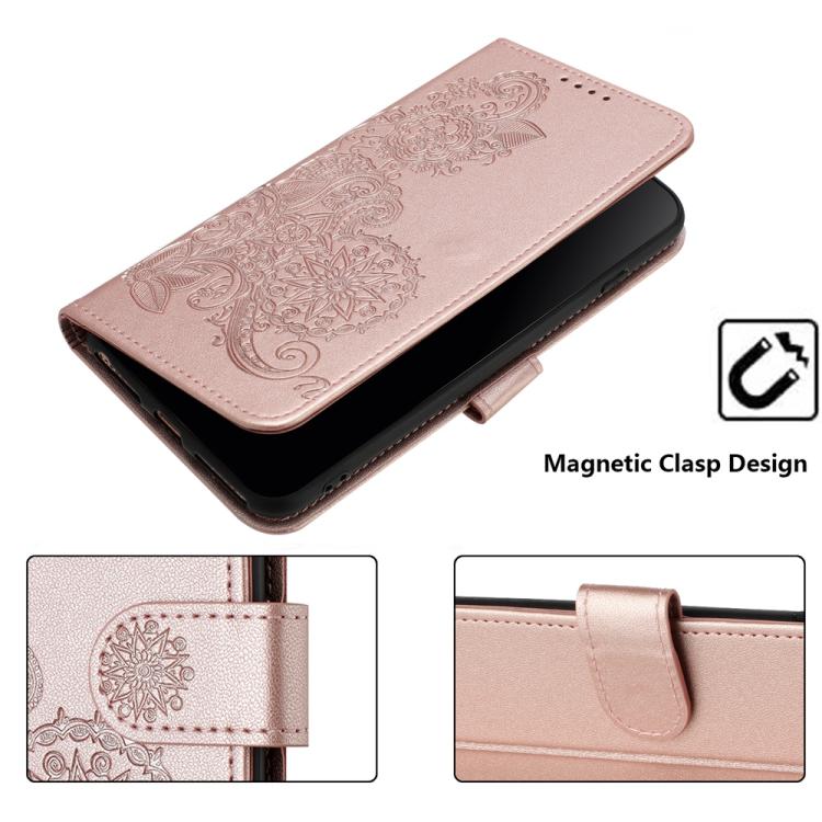 Funda de Cuero con Tapa y Diseño Flor de Datura para Huawei Nova Y72 (Oro Rosa)