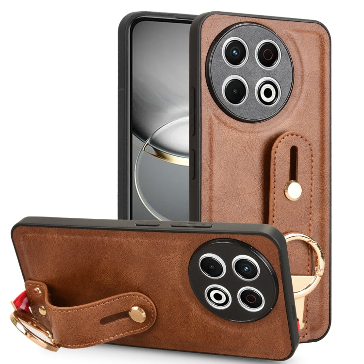 Funda de Cuero con Correa para Muñeca Tecno Spark 30 Pro 4G (Marrón)
