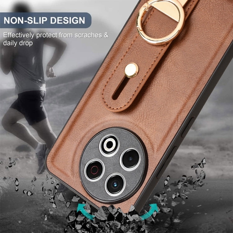 Funda de Cuero con Correa para Muñeca Tecno Spark 30 Pro 4G (Marrón)