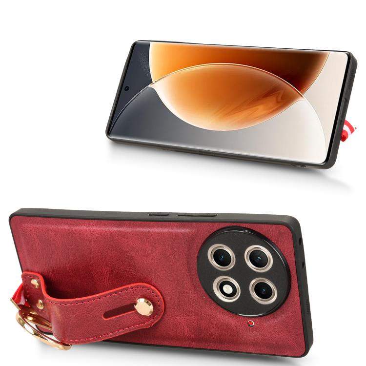 Funda de Cuero con Correa para la Muñeca Tecno Camon 30S/30S Pro (Rojo)