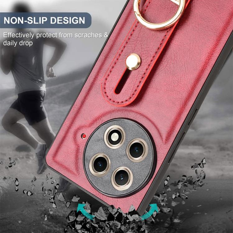Funda de Cuero con Correa para la Muñeca Tecno Camon 30S/30S Pro (Rojo)