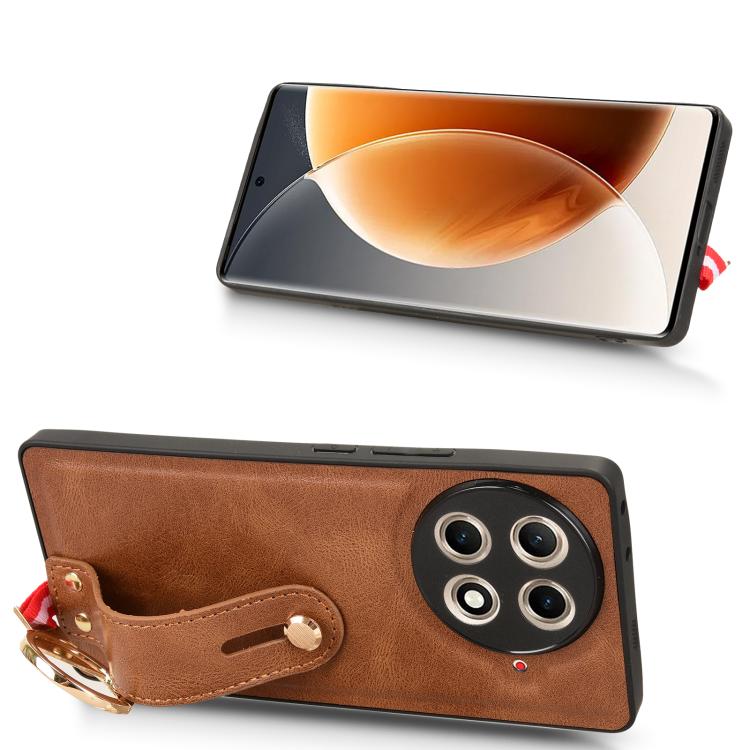 Funda de Cuero con Correa para Muñeca Tecno Camon 30S/30S Pro (Marrón)