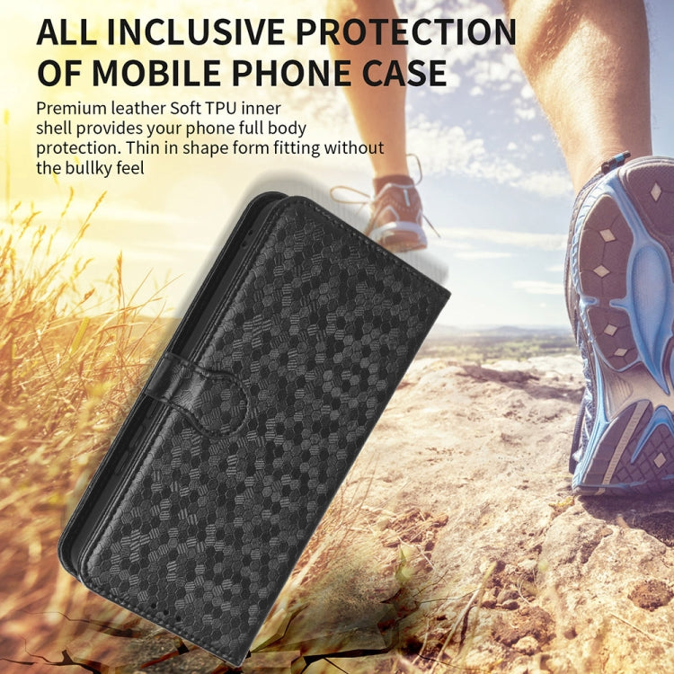 Funda de Cuero con Textura de Puntos Panal para OnePlus 13 5G (Plateada)