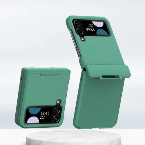 Funda para teléfono Samsung Galaxy Z Flip3 5G y Z Flip4 5G con eje medio plegable integrado y sensación de piel para PC (Verde)
