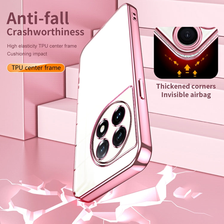 Funda para OnePlus 11 con Orificio Fino y Revestimiento Transparente (Rosa)