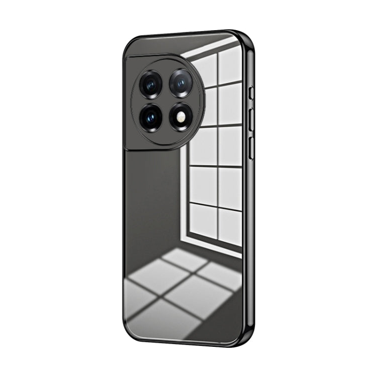 Estuche para OnePlus 11 con Orificio Fino y Revestimiento Transparente (Negro)
