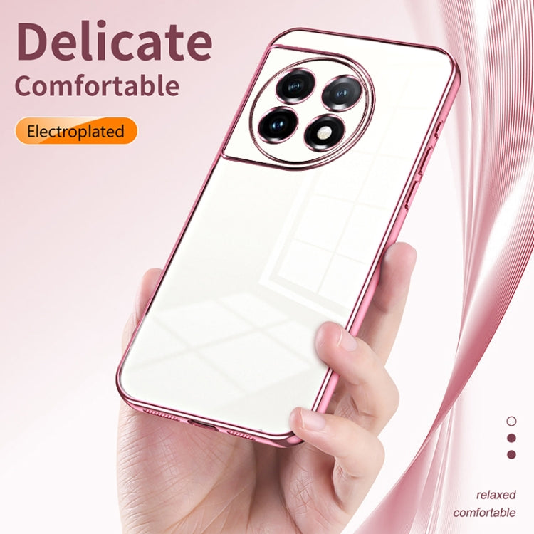 Estuche para OnePlus 11 con Orificio Fino y Revestimiento Transparente (Negro)