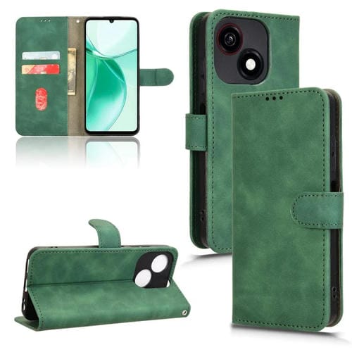 Funda de Cuero para ZTE Blade A35E 4G con Tapa Magnética y Tacto Suave (Verde)