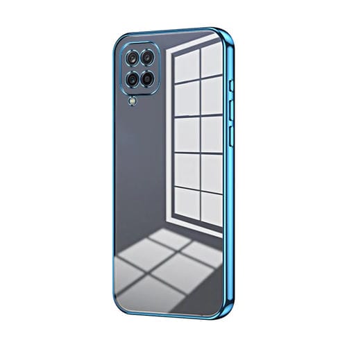 Funda para Teléfono Samsung Galaxy A12 4G / 5G Orificio Fino Revestimiento Transparente (Azul)