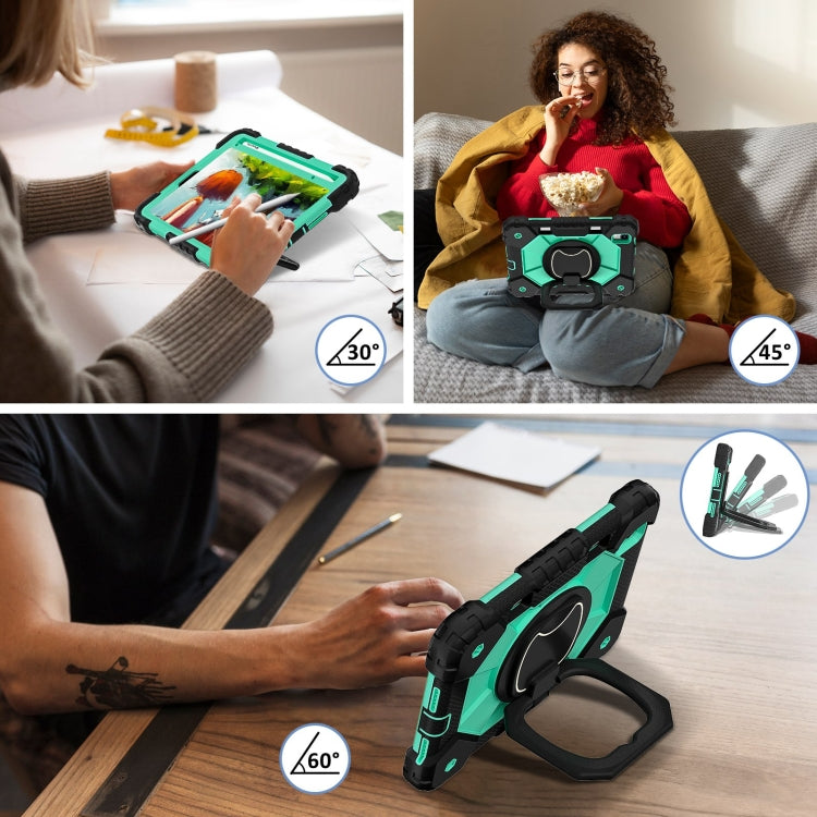 Funda híbrida de silicona Robot para iPad Mini 2024 Mini 6 (Negro y Verde Menta)
