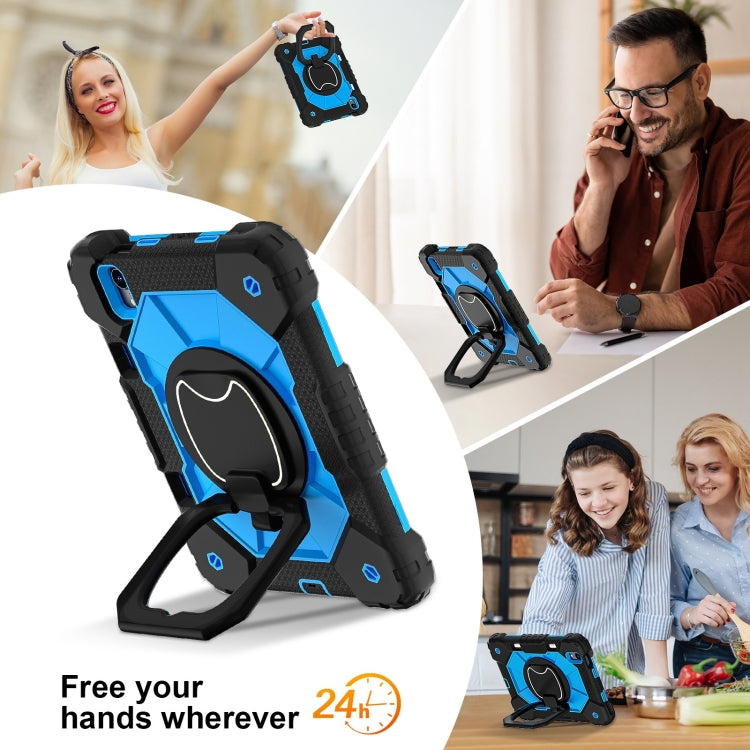Funda híbrida de silicona con diseño de robot para iPad Mini 2024/Mini 6 (Negro y Azul)