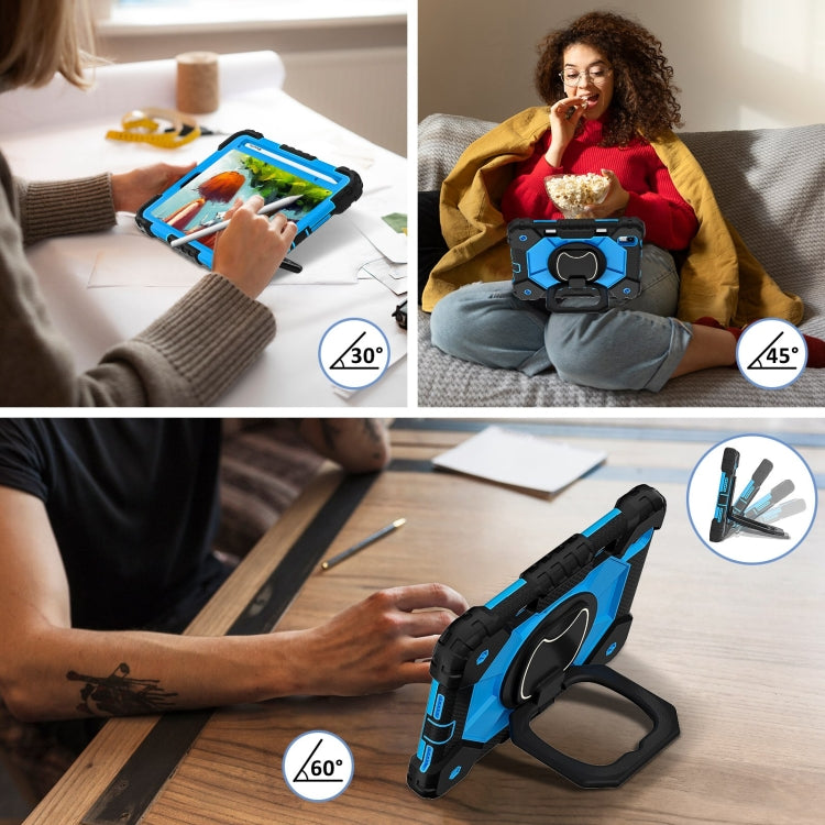 Funda híbrida de silicona con diseño de robot para iPad Mini 2024/Mini 6 (Negro y Azul)