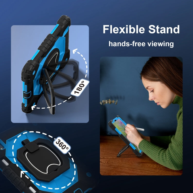 Funda híbrida de silicona con diseño de robot para iPad Mini 2024/Mini 6 (Negro y Azul)