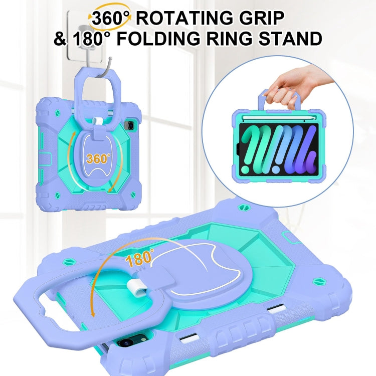 Funda híbrida de silicona Robot para iPad Mini 2024 Mini 6 (Morado Verde Menta)