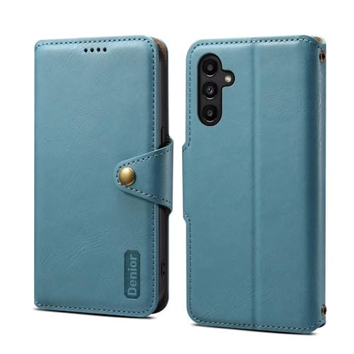 Funda para Teléfono Samsung Galaxy A14 Denior Textura Piel de Vaca Estilo Billetera (Azul)