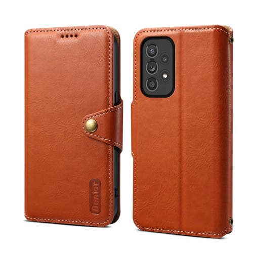 Funda para Teléfono Samsung Galaxy A33 5G Denior Textura Piel de Vaca Estilo Billetera (Marrón)