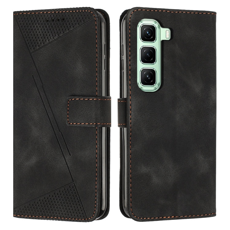 Funda de Cuero Triángulo para Infinix Hot 50 Pro 4G Dream con Cordón Largo (Negro)