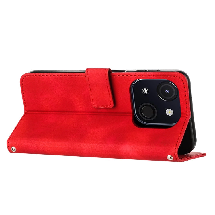 Funda de Cuero Triangular Dream Triangle para Teléfono Itel A50C con Cordón Largo (Rojo)