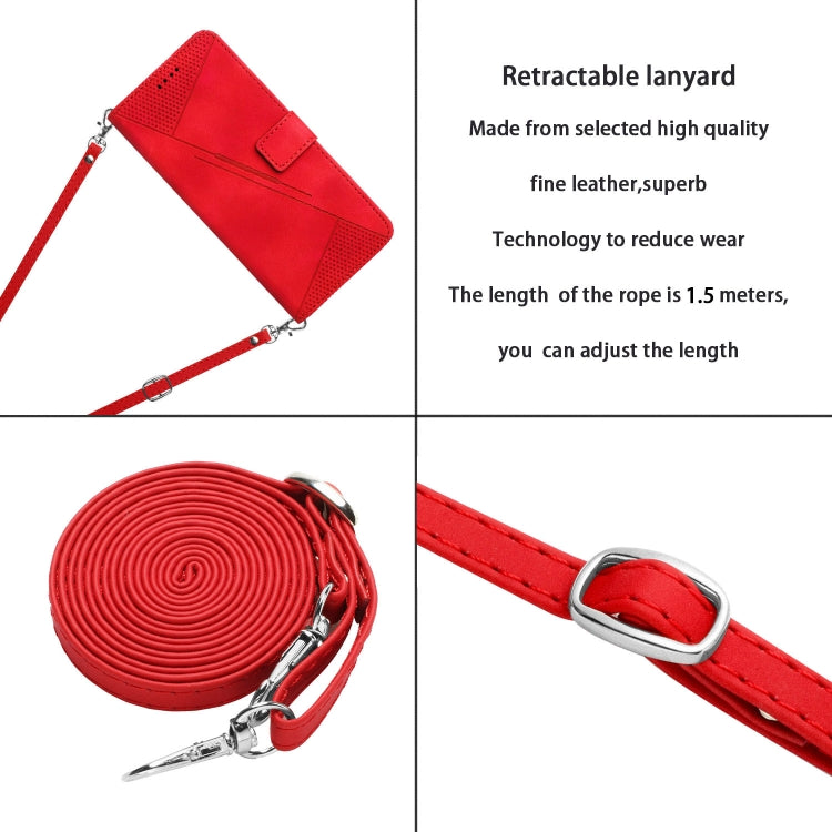 Funda de Cuero Triangular Dream Triangle para Teléfono Itel A50C con Cordón Largo (Rojo)