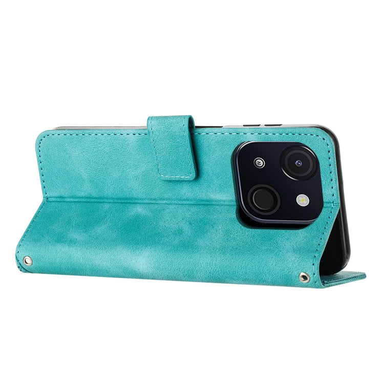 Funda de Cuero Triangular Dream Triangle para Teléfono Itel A50C con Cordón Largo (Verde)
