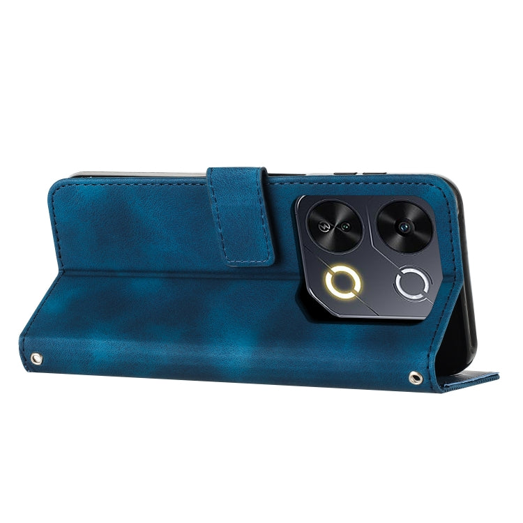 Funda de Cuero Triangular con Cordón Largo para Teléfono Itel P65 Dream (Azul)