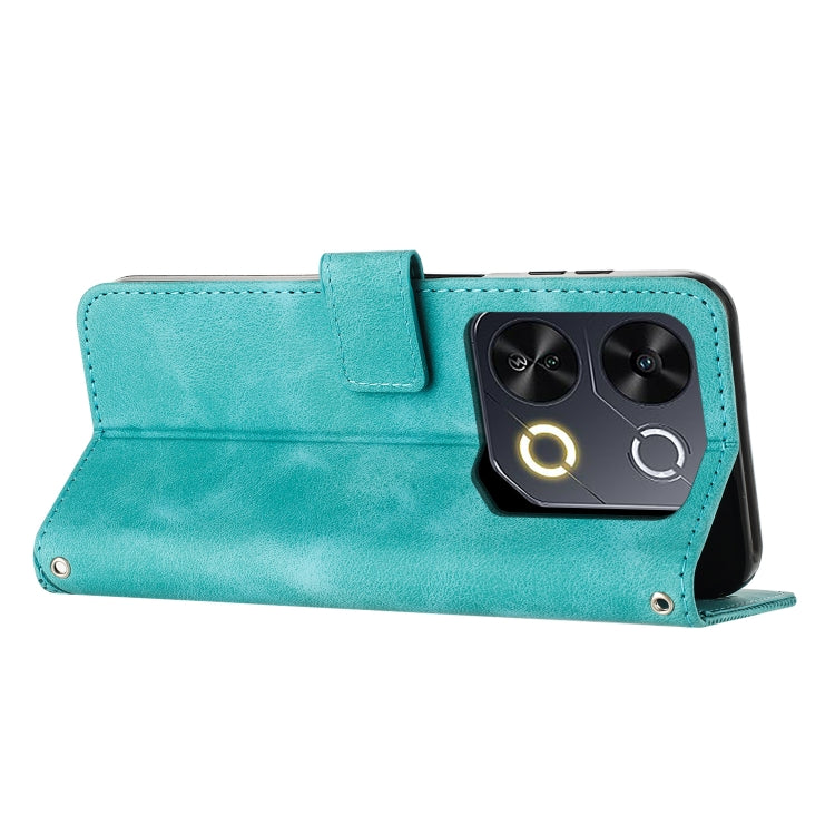 Funda de Cuero Triangular con Cordón Largo para Teléfono Itel P65 Dream (Verde)